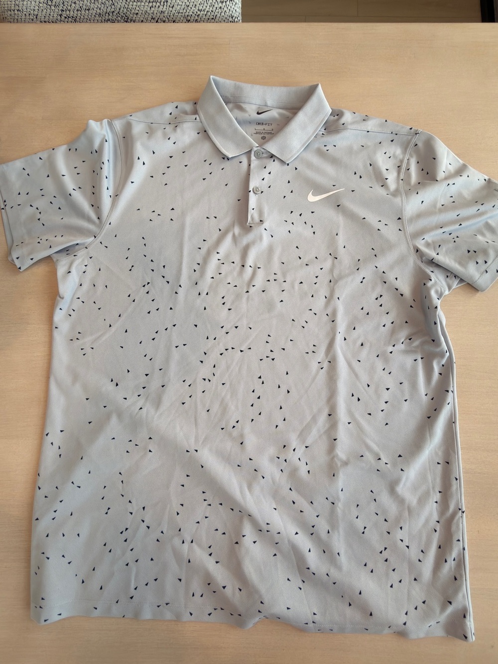Nike Light Gray Polo with Black Micro Triangle Print